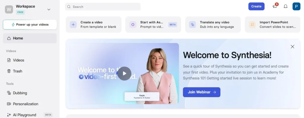 Synthesia.io Review 2026: Features, pricing, Pros and Cons 54 synthesia io dashboard