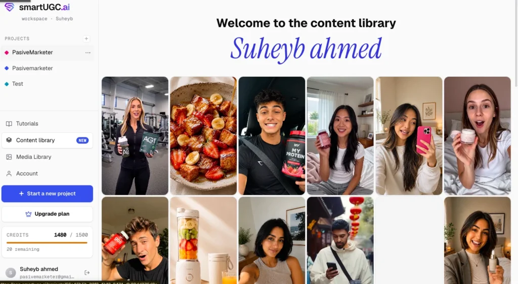 SmartUGC.ai Review 2026 | Features, Pricing, Alternatives, Pros and Cons 10 Pick a plan and start the $1 trial. You'll land on your dashboard, ready to start a project.